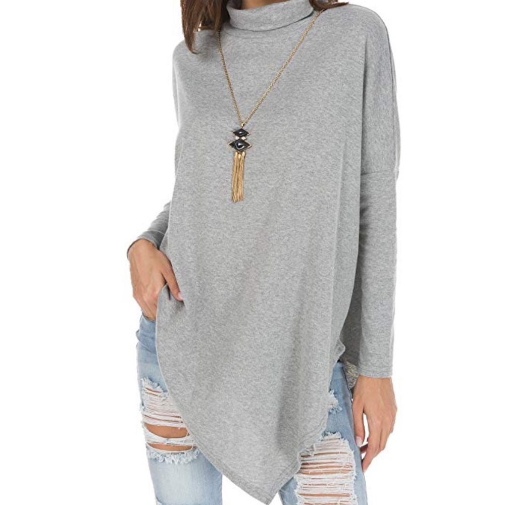 Grey turtleneck handkerchief cut sweater - Size XL